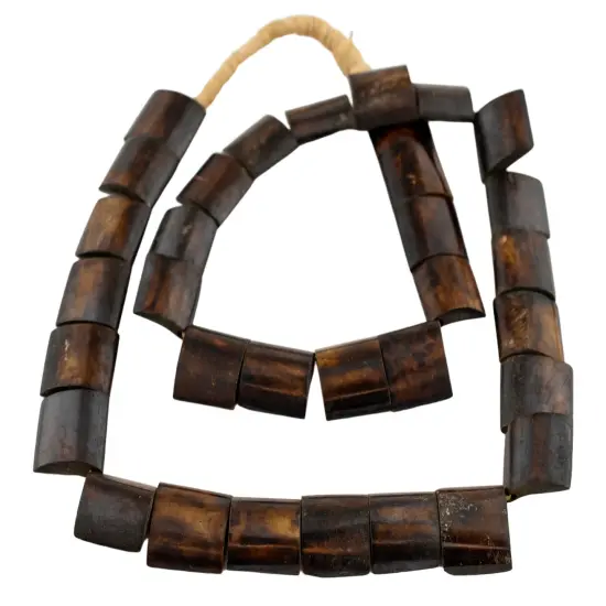 The Bead Chest Brown Bone Beads - Full Strand of Fair Trade African Beads (Rectangle, Brown) {3}
