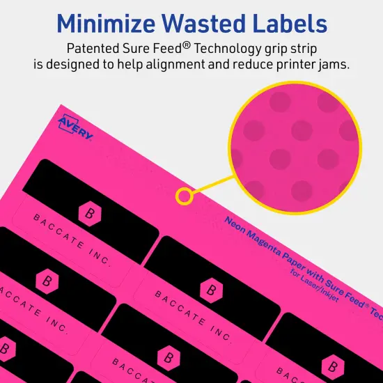 Avery Neon Magenta Paper Labels, 1-1/4" x 2-3/8" Rectangle {4}