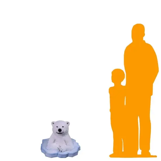 Peeking Baby Polar Bear Cub Statue {2}