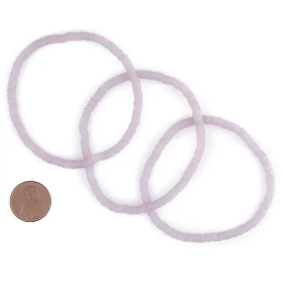 The Bead Chest Boho Stretch Bracelet, Light Grey - Stackable African Vinyl Heishi, Unisex for Men & Women {2}