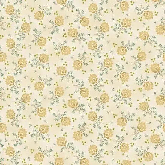 Cream Wheat Delicate Floral Cotton Wideback Fabric per yard {1}