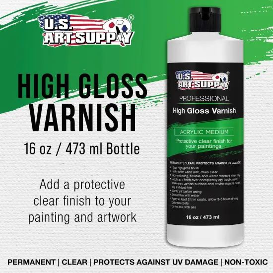 16 oz High Gloss Varnish for Acrylic Paintings - Clear Protective Finish with UV Protection {2}