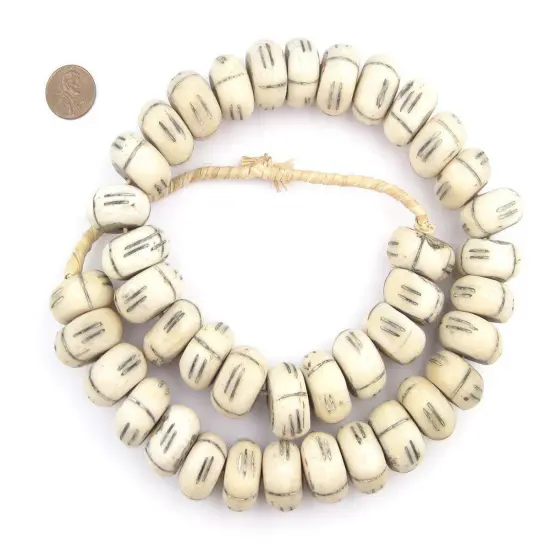 The Bead Chest Carved White Bone Beads - Full Strand of Fair Trade Artisanal African Beads (Tribal) {2}