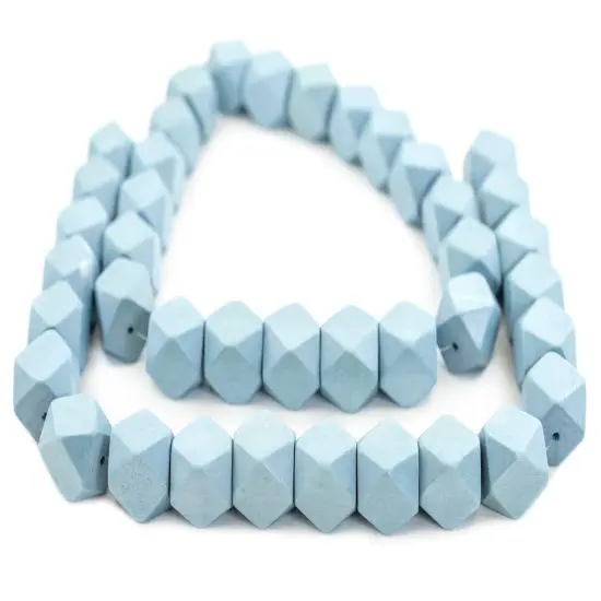The Bead Chest Light Blue Cornerless Cube Wood Beads: 20mm Diamond Cut Natural Organic Beads for Jewelry Making {3}