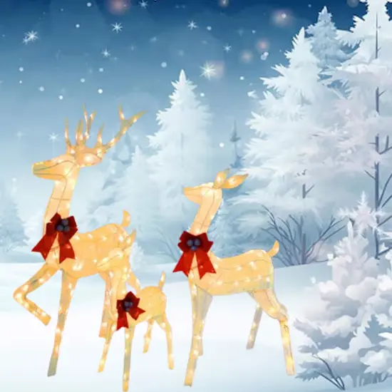 Enchanting Light Up Deer Family Set for Festive Holiday Yard Decor Height 60"x 48" x 32" {1}