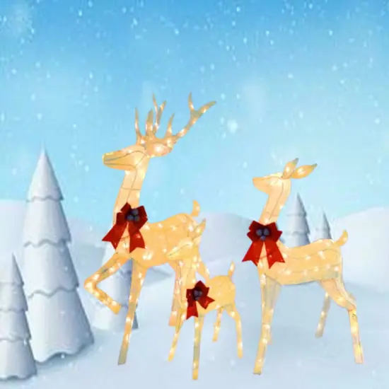Christmas Deer Family LED Lights Decorative Holiday Indoor Outdoor Display Height 60"x 48" x 32" {1}