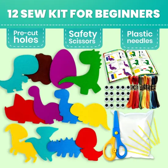 Craft Kits for Kids - 12 Wild Dino Sewing Kit Basic {2}