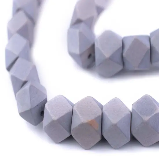 The Bead Chest Light Grey Cornerless Cube Wood Beads: 12mm Diamond Cut Natural Organic Beads for Jewelry Making {1}
