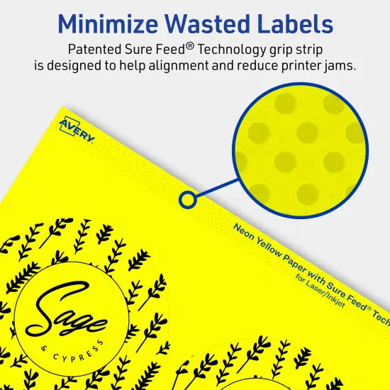 Avery Neon Yellow Paper Labels, 3.5" Diameter Round {4}