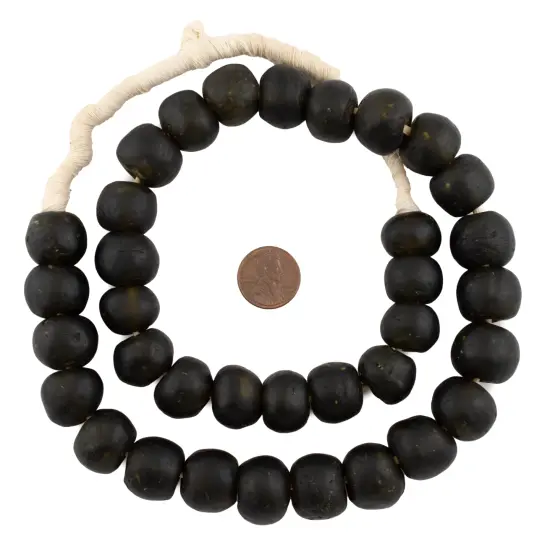 The Bead Chest African Recycled Glass Beads &ndash; Handmade in Ghana &ndash; Olive Green 18mm Strand for Jewelry Making, Crafts, and Home Decor I Approximately 38 Beads {2}