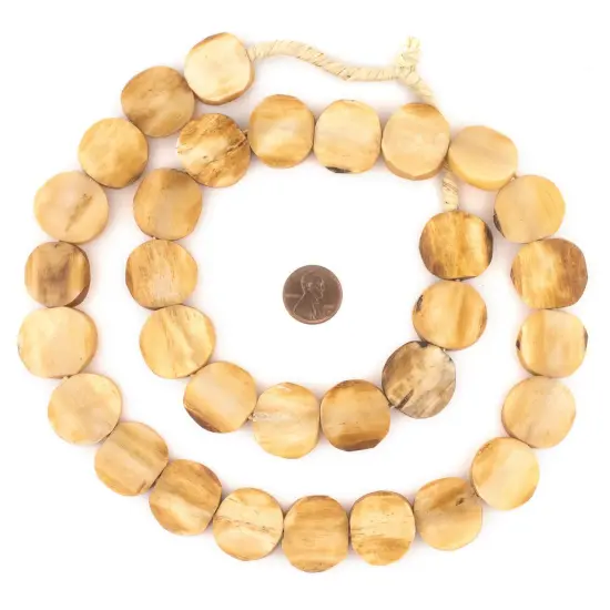 The Bead Chest Light Brown Bone Beads - Full Strand of Fair Trade African Beads (Circular, Light Brown) {2}