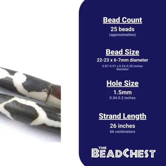The Bead Chest Batik Bone Beads - Full Strand of Fair Trade African Beads (Tube, Giraffe Design) {3}