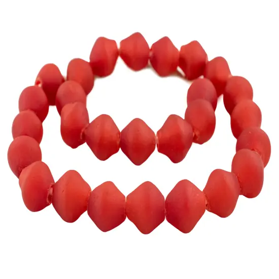 Jumbo Bicone Recycled Glass Beads - Beaded Wall Hangings - Extra Large African Sea Glass Beads 25mm - The Bead Chest (Bright Red) {3}