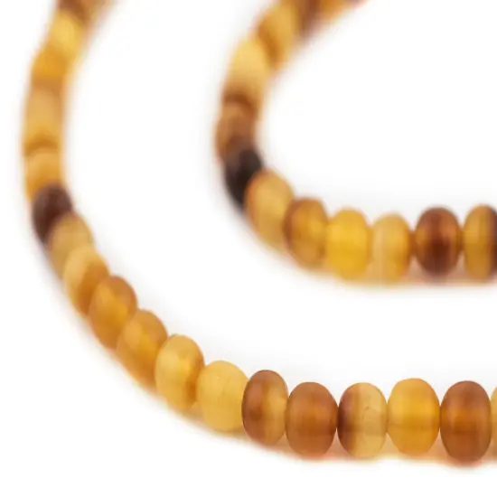 The Bead Chest Amber Round Horn Beads 5mm Brown 15 Inch Strand {1}