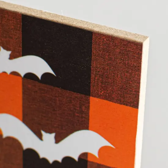 12" Wooden Sign: Happy Halloween Check {3}