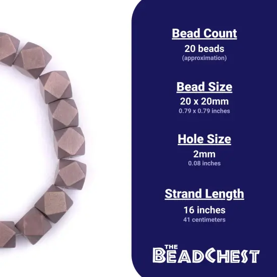 The Bead Chest Brown Cornerless Cube Wood Beads: 20mm Diamond Cut Natural Organic Beads for Jewelry Making {4}