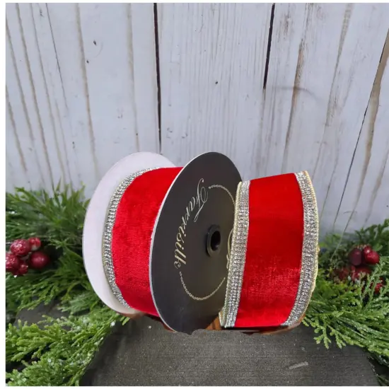 2.5" Winter Diamonds Ribbon: Red (5 Yards) {3}