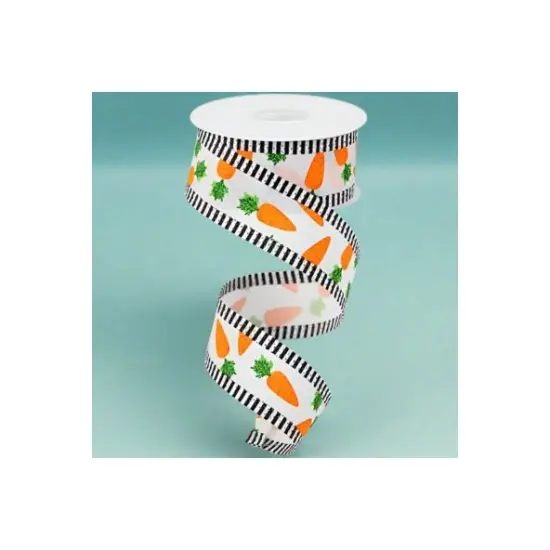 1.5" Carrots Thin Stripe Ribbon: White (10 Yards) {4}