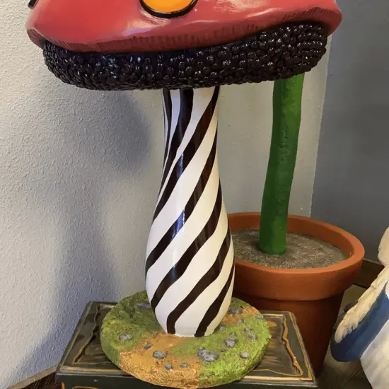 Small Striped Mushroom Over Sized Statue {5}