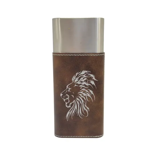 Cigar Case with Cutter - Lion - Leather Rustic/Silver {1}