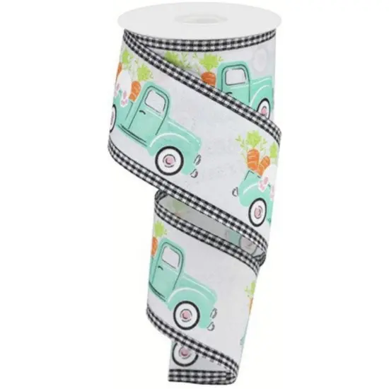 2.5" Bunny Carrots Truck 3 in 1 Ribbon: White (10 Yards) {1}
