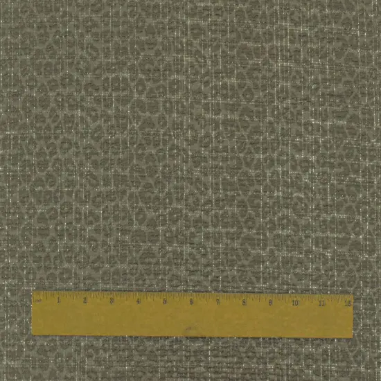 Green-Silver Crinkle Leopard Metallic Plaid Stretch Double Knit Fabric By the Yard {5}