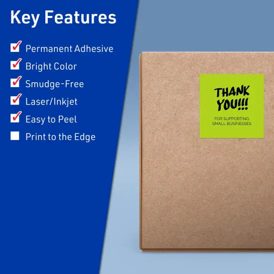 Avery Bright Green Paper Labels, 4" x 4" Square {2}