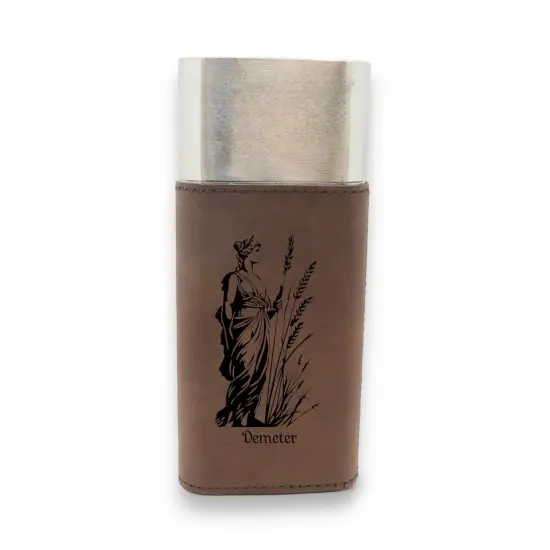 Cigar Case with Cutter - Demeter Goddess of Agriculture - Leather Black/Silver {2}