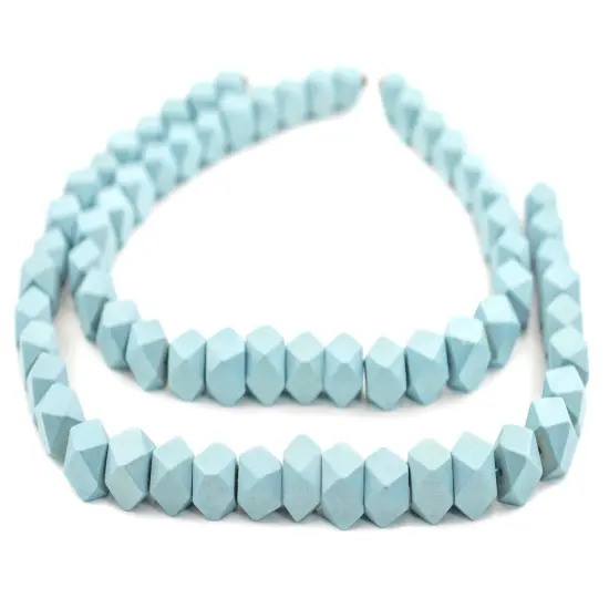 The Bead Chest Light Blue Cornerless Cube Wood Beads: 12mm Diamond Cut Natural Organic Beads for Jewelry Making {3}