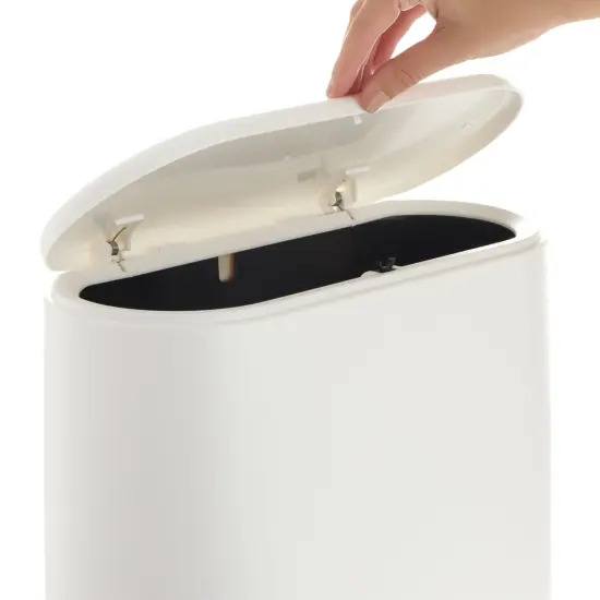 Juvale 12L / 3.17 Gallon Small Bathroom Trash Can with Lid - Narrow Bin for Kitchen (White) {6}
