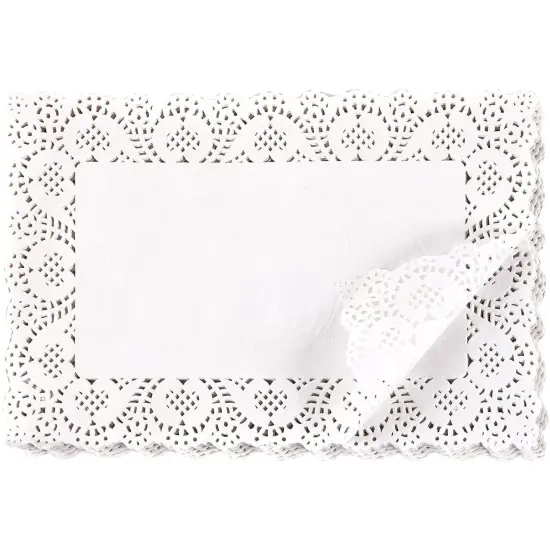 Juvale 200 Pack Paper Doilies, 11.7 x 7.3 Inches, Rectangular Tabletop Decorations for Wedding, Valentine's Day, Anniversary, Romantic Dates (White) {1}