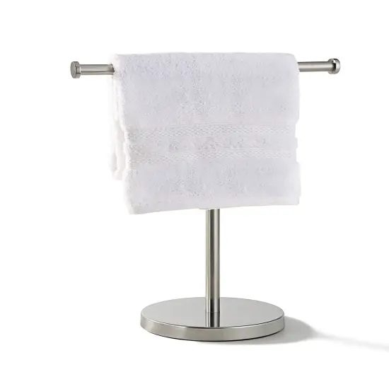 Countertop Hand Towel Holder Stand &ndash; 16.5" Tall Stainless Steel T-Bar Rack with Weighted Base {1}