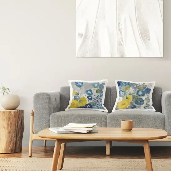 Stupell Industries Blue Yellow Morning Glory Flowers 2pc Indoor Pillow Set, 18 x 7 x 18 {2}