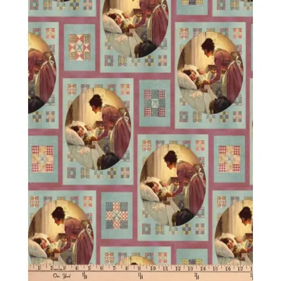 Bed Time Norman Rockwell licensed by David Textiles Digital Cotton Print Fabric | By the Yard | Sewing and Crafting | 44 inches wide {1}