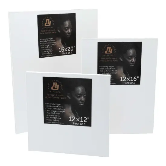 New York Central Portrait-Smooth Artist Canvas Panel Bundles- Assorted Sizes and Quantities - Professional Quality 100% Cotton Canvas Panels for Painting- Ideal Painting Canvas Panels for Acrylics & Oils {2}