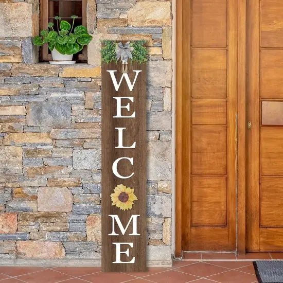 Interchangeable Welcome Sign for Front Porch Standing (Wood) {2}