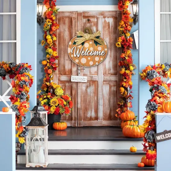 Fall Door Decor Pumpkin Welcome Sign (Pumpkin) {5}