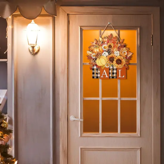 Fall Door Decor Fall Welcome Wooden Sign (red brown, yellow) {3}