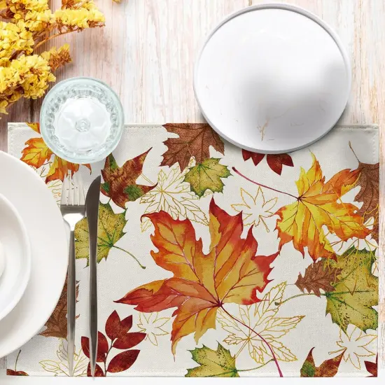 Fall Maple Leaf Placemats Set of 4,(Fall-yellow) {5}