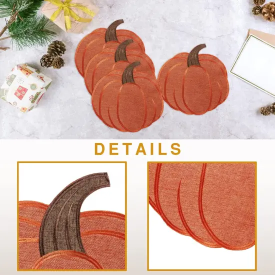 Thanksgiving Harvest Pumpkin Placemats 15 x 15 Inch(Rust) {4}
