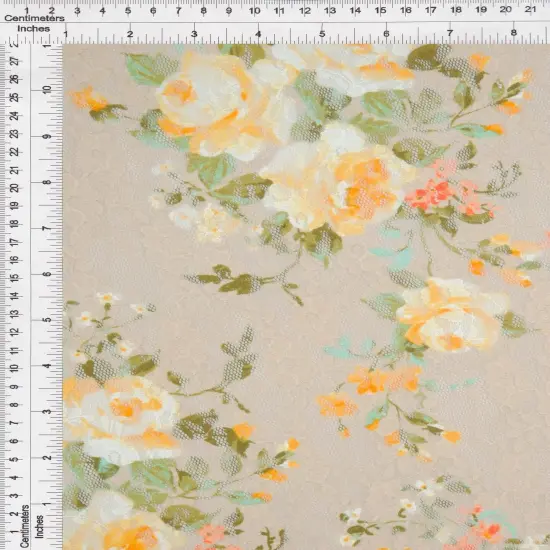 Digital Floral Lace Print Fabric 1 Yard Soft Stretch Smooth Knit 58/60" Wide AQUA SAGE {5}