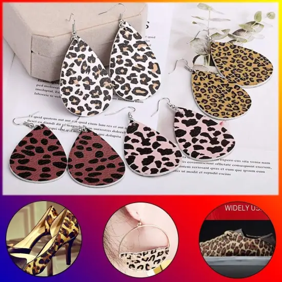 Chic Leopard Print Teardrop Leather Drop Earrings {3}
