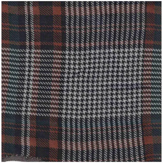 1 Yard Double Knit Jacquard Plaid Fabric 230 GSM. 58/60" Width RUST/HUNTER {4}
