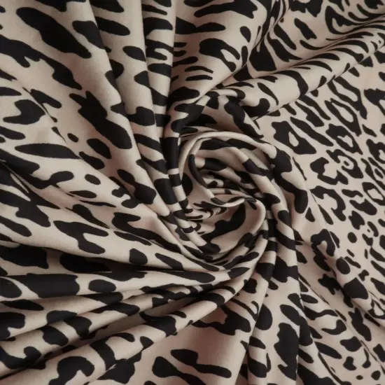 1 Yard DTY Brushed Animal/Leopard Digital Print Knit Fabric, 58/60&Prime; Wide Polyester Spandex Blend BLACK {4}
