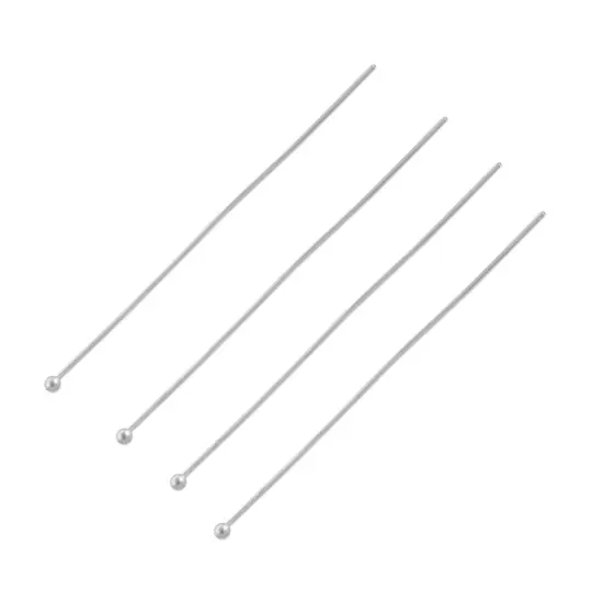 JewelrySupply Head Pin with 2mm Ball 2" 22 Gauge Silver Plated (Pack of 10) {1}