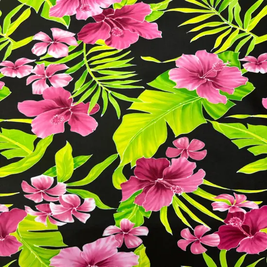 1 Yard Tropical Pink Hibiscus Floral Spandex Fabric Four Way Stretch Activewear Swimwear Costume Leggings Material 58/60 Inch Width {2}