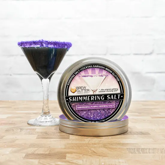 Brew Glitter - Shimmering Purple Rimming Salt (4oz, 1x Bar Tin) Edible Glitter Blended Cocktail Garnish for Mixed Drinks and Beverages {5}