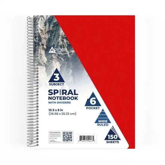 Spiral Notebook 3-Subject Wide-Ruled &ndash; 150 Sheets &ndash; 24 Ct {2}