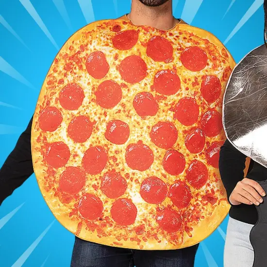 Pepperoni Pizza and Pizza Cutter Adult Couples Costume Set Food Tunics Funny Halloween Party Outfit {5}