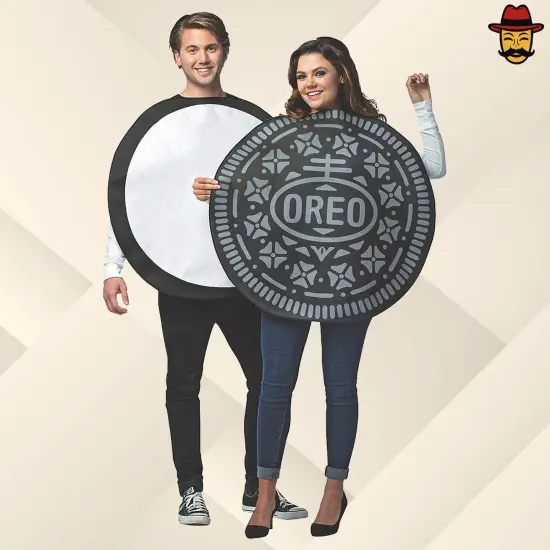 Oreo Couples Costume 2 In One Set Halloween Food Tunics Funny Party Outfit {1}